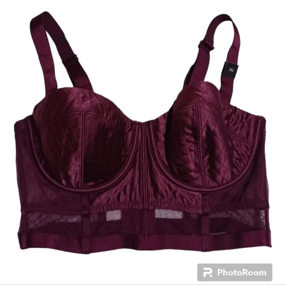 SOLD VS Longline Corset Balconette Bra 36C Very Sexy Burgundy - Picture 4 of 7